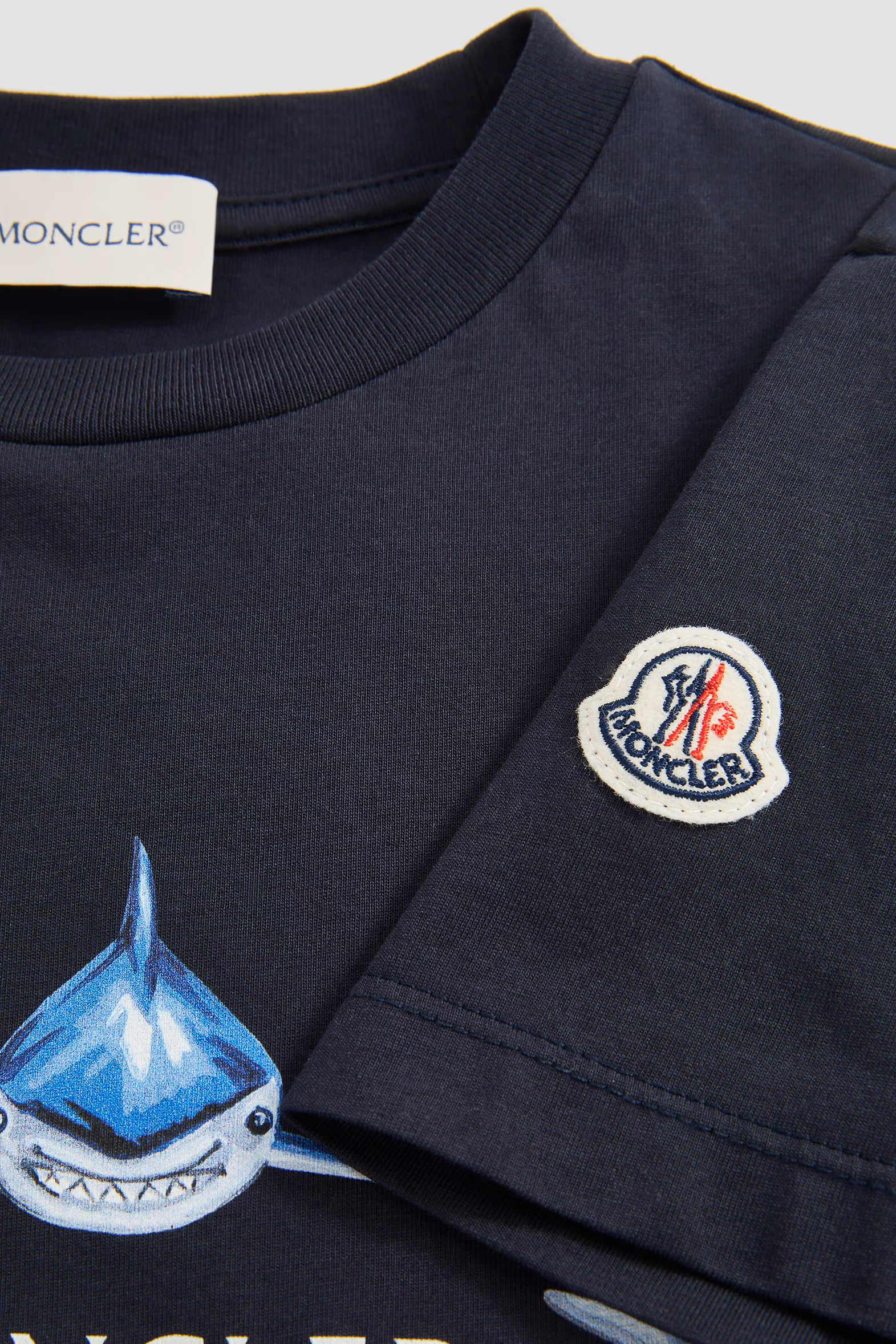 Shark Motif Cotton Jersey Set Boy Navy Blue Moncler 5